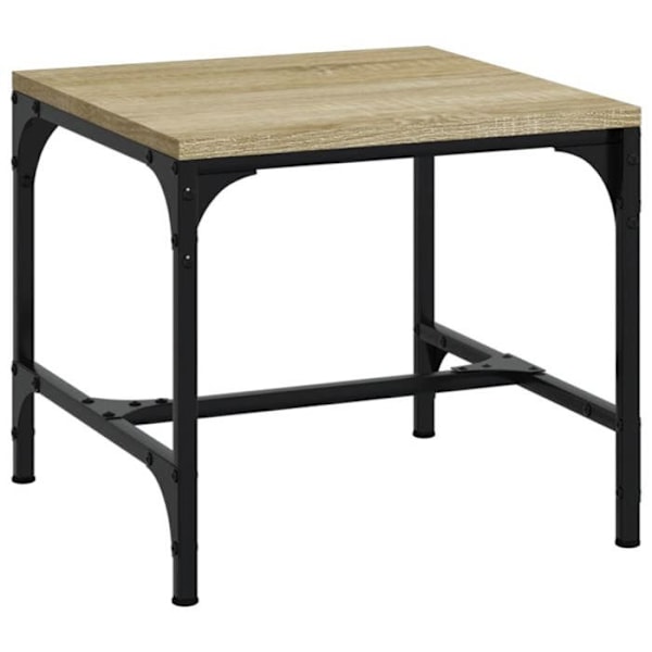 Sæt med 2 sideborde 40 x 40 x 35 cm ingeniørtræ farve eg og stål DEC031309 kastanj
