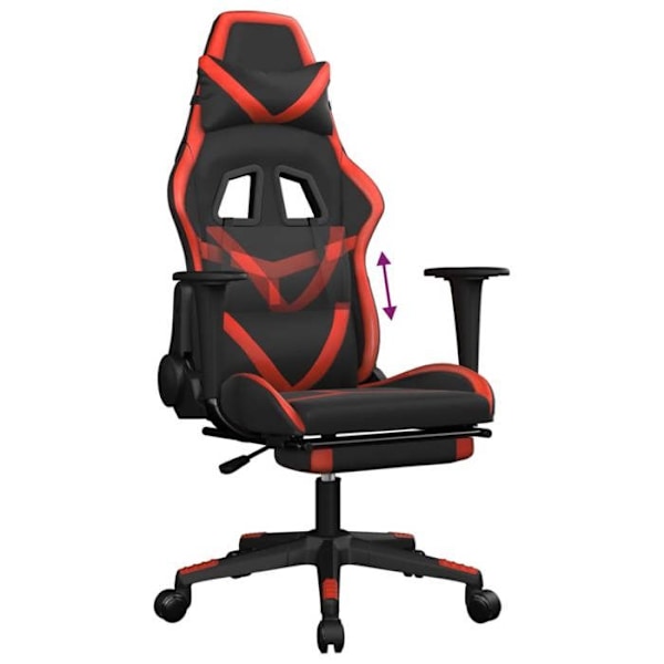 Kontorstol gaming med hjul og fodstøtte i sort og rød PVC DEC025791 Svart