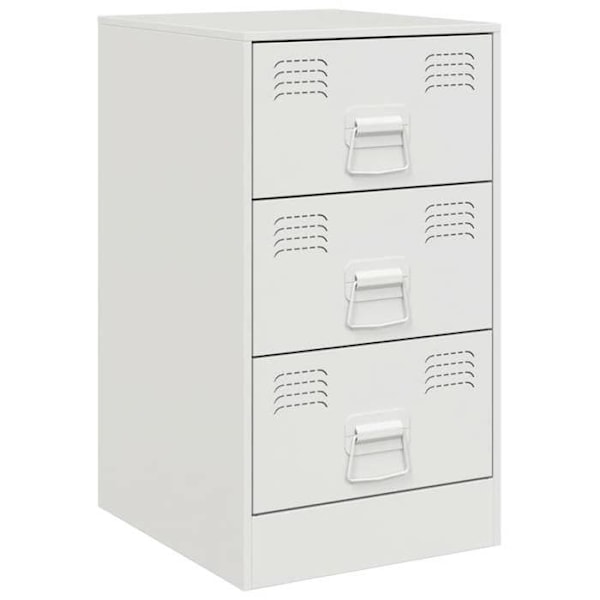 Set om 2 nattduksbord med lådor 34,5 x 39 x 62 cm vit stål DEC034855 Vit