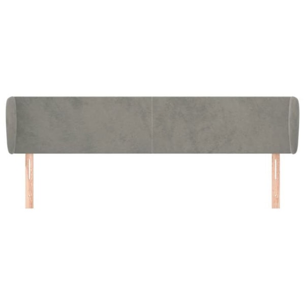 Hovedgærde til soveværelse møbel med sidelæbe 183 x 23 x 78/88 cm lys grå velour TDL02051 Grå
