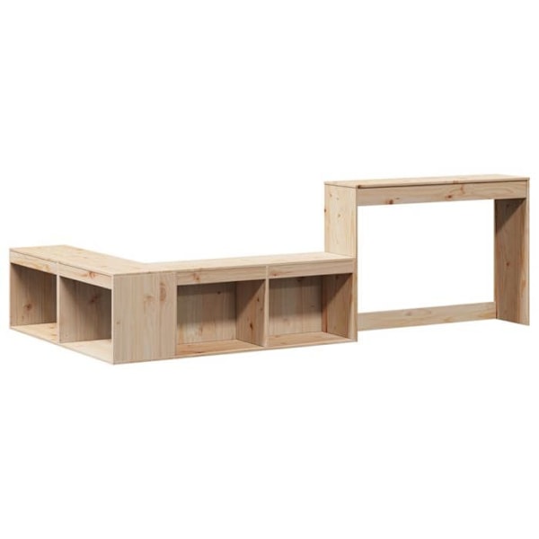 Sengebord med design skrivebord i L-form 232 x 122 x 75 cm fyrretræ DEC033115 kastanj