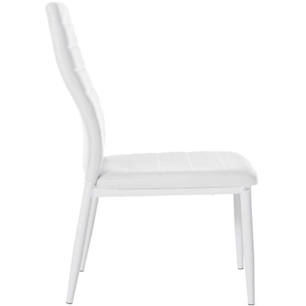 Matsalsstol x1 enkel design i vit PVC med dekorativ sömnad, vit metallram 10_0002053 Vit