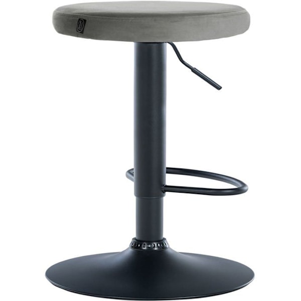 Barstol x1 enkel design justerbar höjd grå sammet klädsel svarta metallben 10_0005353 Grå