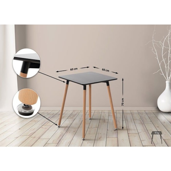 Designet køkkenbord i enkel stil 60x60x70 cm i sort MDF 10_0005531 Svart