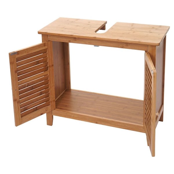 Bamboo design undersink cabinet, praktisk og elegant til badeværelse 60x67x30cm 04_0001253 Flerfärgad