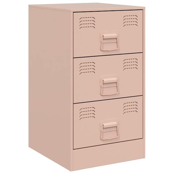 Natbord med 3 skuffer 34,5 x 39 x 62 cm stål rosa DEC034550 Rosa