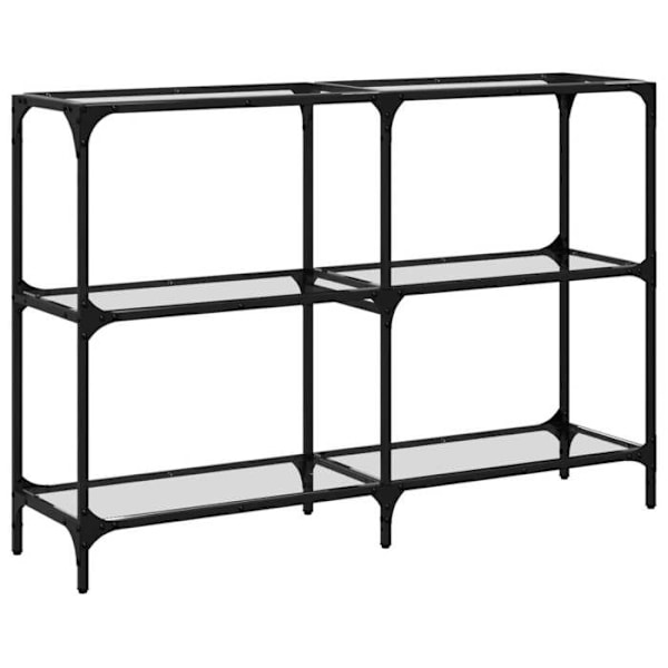 Modern hall console table with shelves 118,5 x 30 x 81 cm transparent glass and steel DEC031347 Transparent