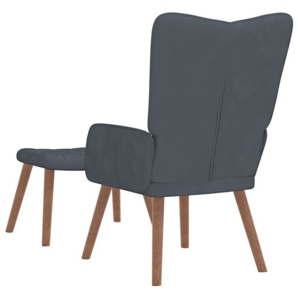 Modernt design loungefotölj med grå sammet och fotpall DEC026526 Grå
