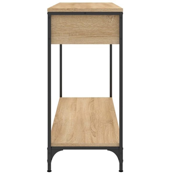 Praktisk konsolbord med opbevaringsskuffe 100 x 34,5 x 75 cm i ingenieurtræ farve eg og metal DEC031909 kastanj