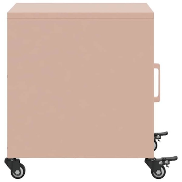 Sæt med 2 natborde på hjul med skab og dør 36 x 39 x 43,5 cm i rosa stål DEC035629 Guld
