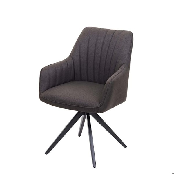 Ruokasalin tuoli, harmaanruskea kangassohva, metallinen retrodesign.