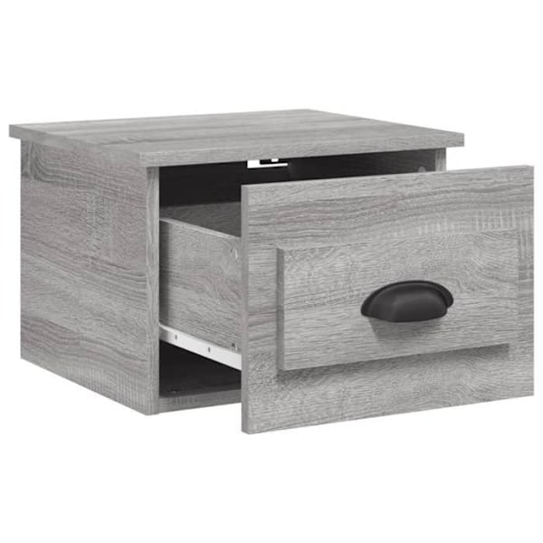 Væghængt natbord med skuffe 41,5 x 36 x 28 cm i grå ingeniørtræ DEC034330 kastanj