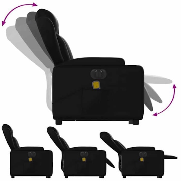 Massagefåtölj med eldriven lutning och lyftfunktion i svart PVC DEC027808 Svart