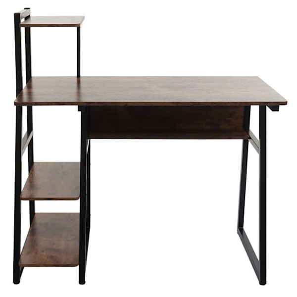 Kontorbord med hylder til computer 100x50 cm metal og MDF brun 04_0006012 kastanj