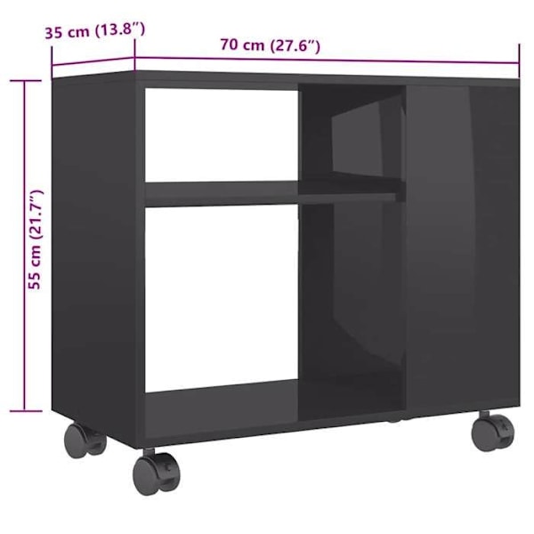 Konsolbord med hjul 70 x 35 x 55 cm grå ingeniørtræ DEC032447 kastanj
