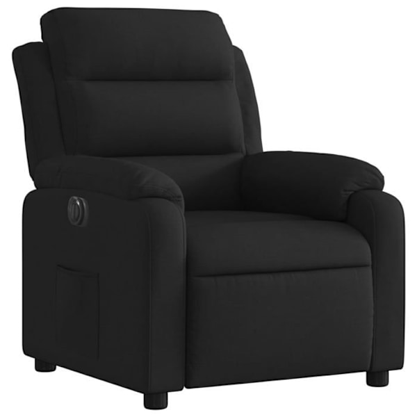 Fåtölj med relax-funktion och elektrisk lutning, mycket bekväm i svart tyg DEC028503 Svart