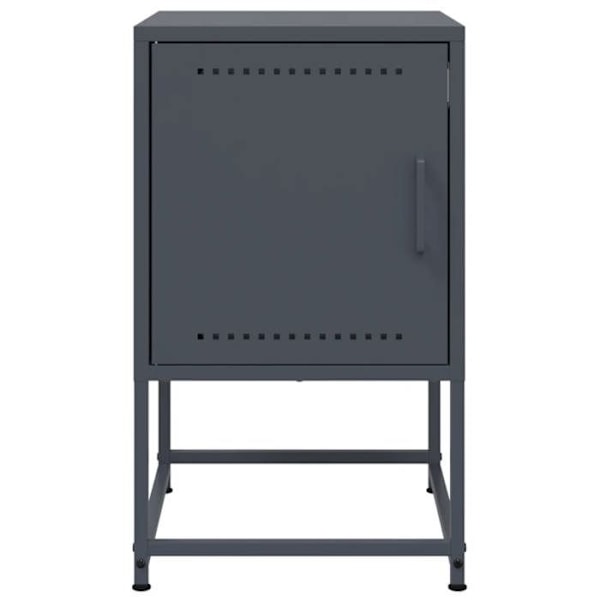 Sæt med 2 natborde med skab med dør 36 x 39 x 60,5 cm anthracite stål DEC034830 Guld
