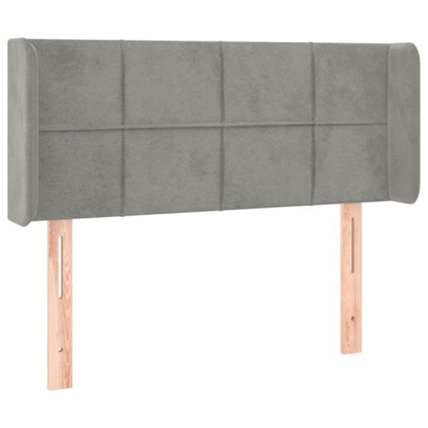 Sängynpääty, makuuhuoneen kaluste, LED-valolla, 93 x 16 x 78/88, vaaleanharmaa sametti