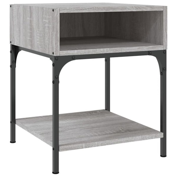 Sæt med 2 natborde med hylde 40 x 41 x 50 cm ingeniørtræ grå og jern DEC035727 kastanj