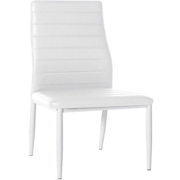 Matsalsstol x1 enkel design i vit PVC med dekorativ sömnad, vit metallram 10_0002053 Vit