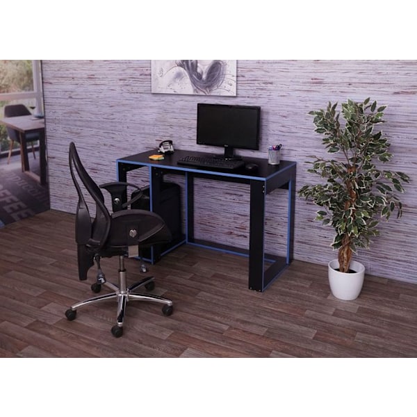 Skrivbord för dator 120 x 60 x 76 i svart och blå MDF
