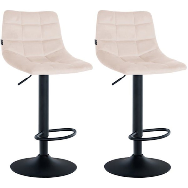 Sæt med 2 barstole i beige velour, sort metallisk base, højdejusterbare og med fodstøtte TDB10623 Beige