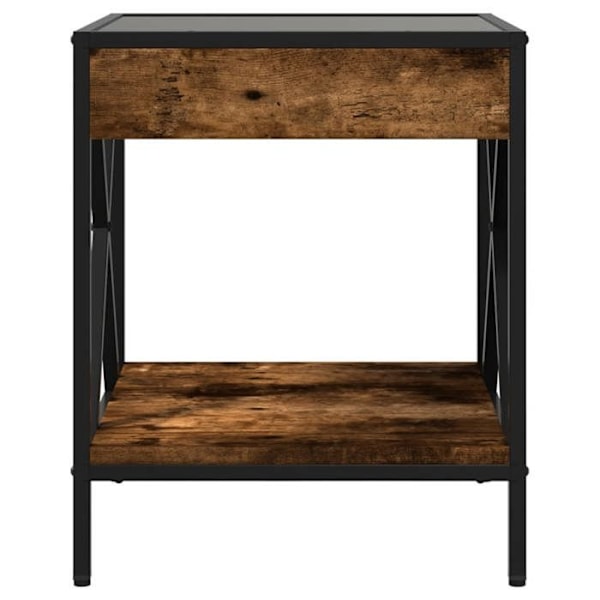 Yöpöytä LED-peilillä ja hyllyllä 40 x 40 x 49 cm ruskeaa MDF:ää, lasia ja terästä DEC033131 kastanj