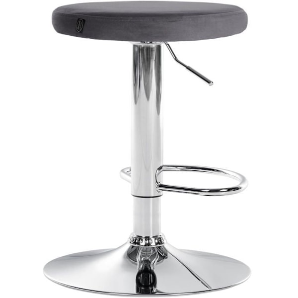 Barstol x1 enkel design justerbar højde mørkegrå velourbetræk metalben i chrome look 10_0005348 Grå