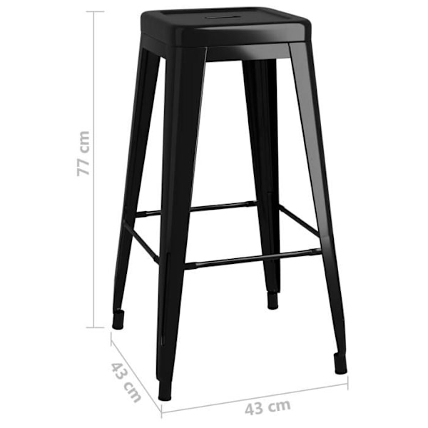 Set med 2 stapelbara barstolar i industriell design i svart metall DEC029589 Metall