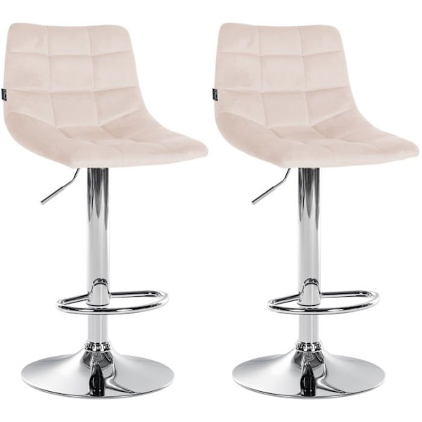 2 kpl beige samettibarstoolia, kromipohja, korkeussäädettävä ja jalatuki TDB10629 Beige