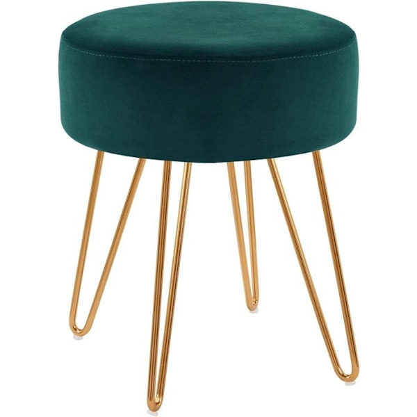 Taburett - Décoshop26 - Petrolblå sammet - Ben i guldmetall - 35x35x45 cm - Modern design Blå olja