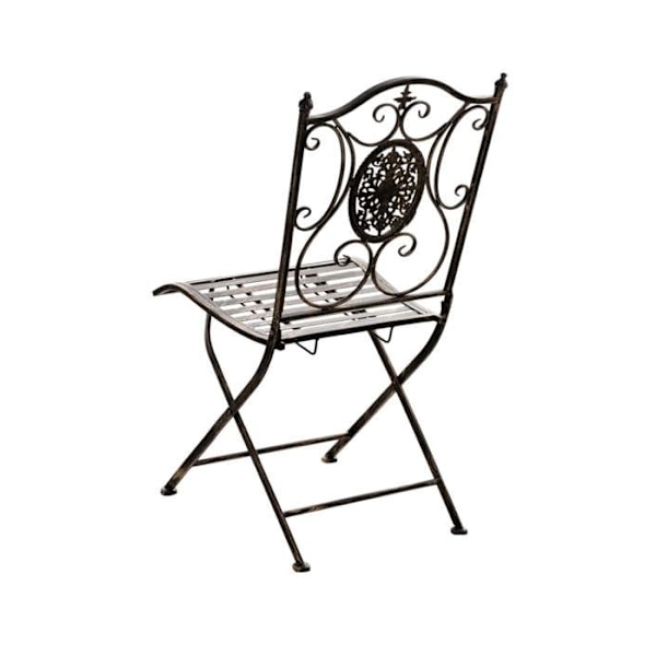 Sæt af 2 havebalkon terrasse stole i rustik design, foldbare i bronze metal 10_0002877 Brons