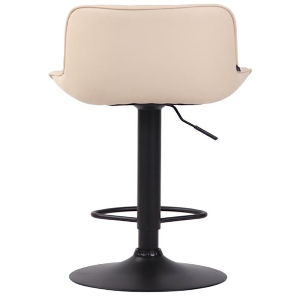 Sæt med 2 barstole i creme PVC med vertikale syninger og et sort metalunderstel 10_0004279 Grädde