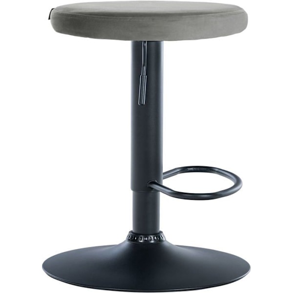 Barstol x1 simpel design, justerbar højde, grå velourbetræk, sorte metalben 10_0005353 Grå
