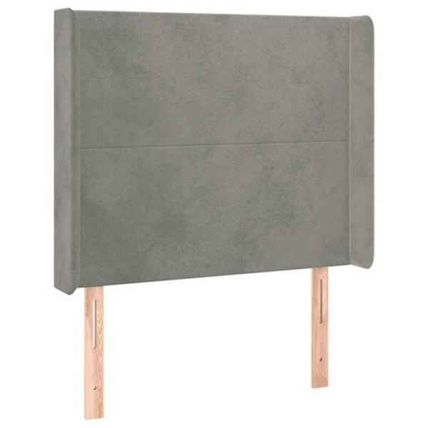Hovedgavl til seng, soveværelse, møbel med sidekant 93 x 16 x 118/128 cm lys grå fløjl TDL020 Grå