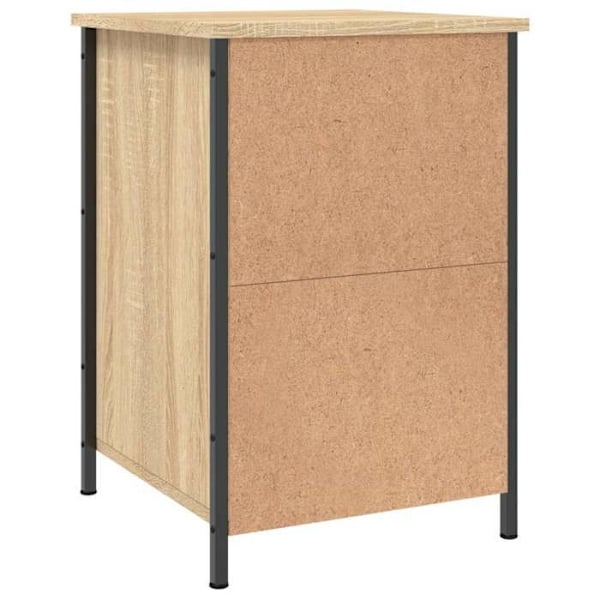 Yötaulukko, jossa on laatikko ja ovi-kompartimentti, mitat 40 x 42 x 60 cm, insinööri-puuta tammivärissä ja rautaa. DEC033870 kastanj