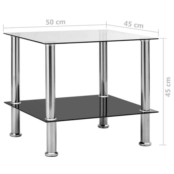 Side table living room 45 x 50 x 45 cm tempered glass transparent and steel DEC032544 Transparent