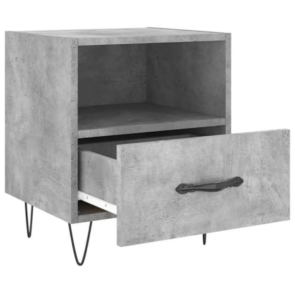 Sæt med 2 natborde med skuffe og åbent rum 40 x 35 x 47,5cm gråt ingeniørtræ og jern DEC035907 kastanj