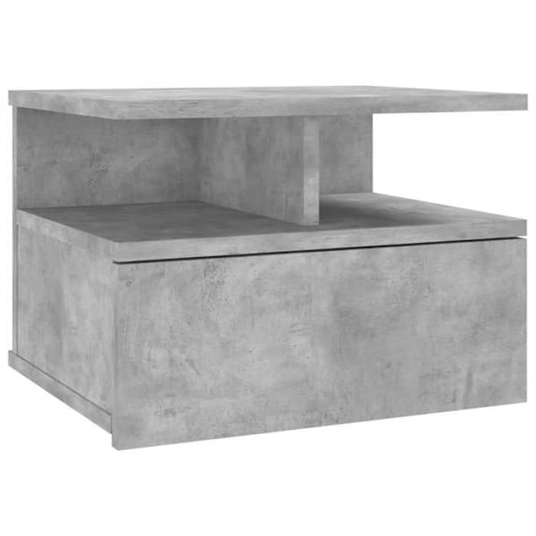 Sæt med 2 væghængte natborde 40 x 31 x 27 cm med skuffe og hylde i grå ingenieurtræ DEC035996 kastanj