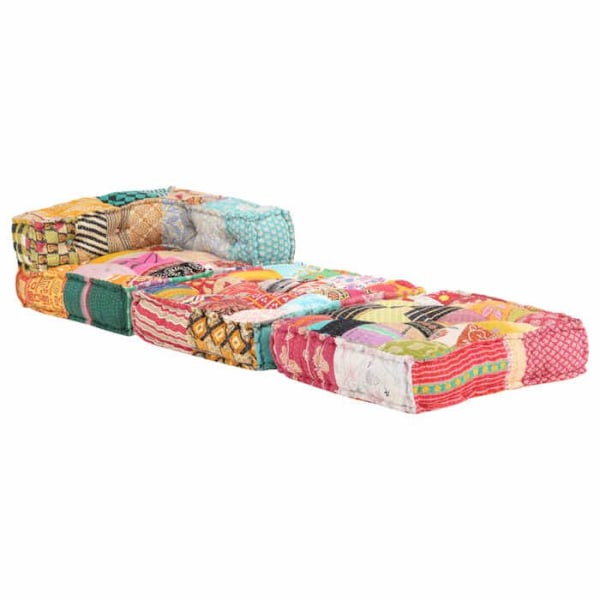 Coussin til gulv pouf moduleret chaiselong i patchwork stof 70x70x69 cm DEC021293