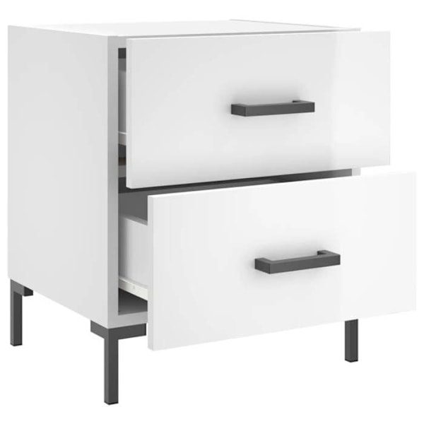 Sæt af 2 natborde med to skuffer 40 x 35 x 47,5 cm hvidt ingenieurtræ og jern DEC034995 Vit
