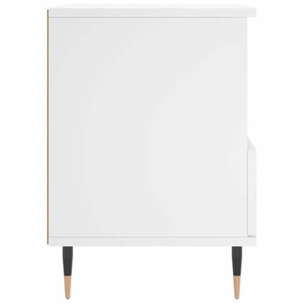 2 kpl yöpöytiä avoimella osastolla ja laatikolla, mitat 40 x 35 x 50 cm, valkoista ingenieuripuuta ja metallia, malli DEC034940 Vit