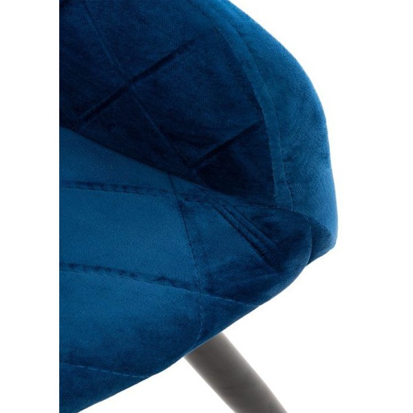 2 kappaleen retro design-syömätuoli, jossa koristeelliset rombireunat, sininen kangasselkä. 10_0001560 Blå