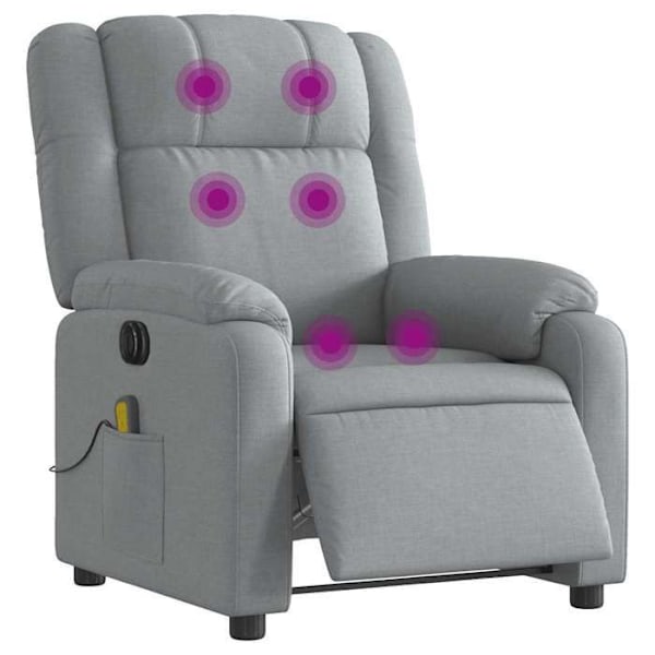 Relaxationsstol til TV med massagefunktion, elektrisk justerbar, 6 massagepunkter i lysegrå stof DEC027164 Grå