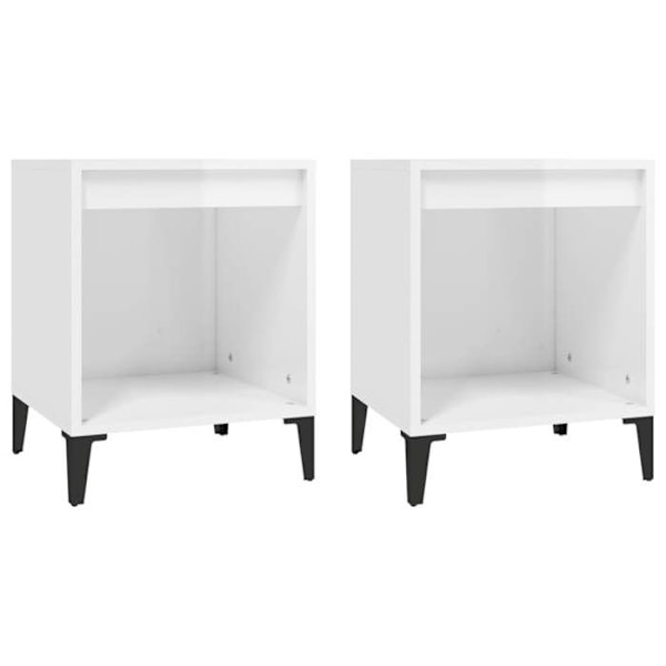 2 kpl yöpöytiä avoimen osaston kanssa 40 x 35 x 50 cm valkoista kuitulevyä ja metallia DEC035005 Vit