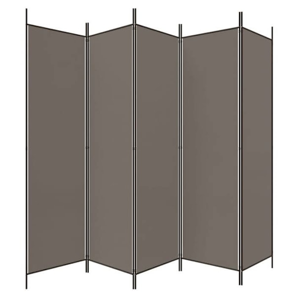 Paravent separator för rum med 5 paneler 250 x 220 cm tyg och järn antracit DEC030932 Flerfärgad