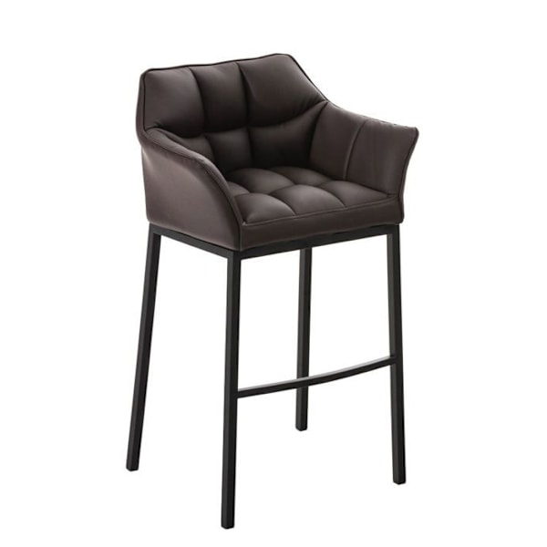 Baari stool, korkeaselkäinen tuoli, kulmikkaat muotoilut, PVC-istuin ruskea, 4 vakaata metallijalkaa musta, 10_0004686 kastanj