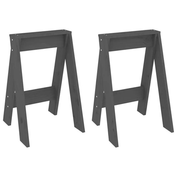 Sæt med 2 klassisk designede barstole 40 x 40 x 60 cm i massivt gråligt fyrretræ DEC026407 kastanj