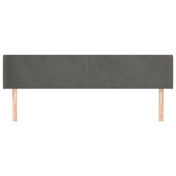 Sengegavl med tilbehør til seng, soveværelse, møbel med sidekant 203 x 16 x 78/88 mørkegrå velour