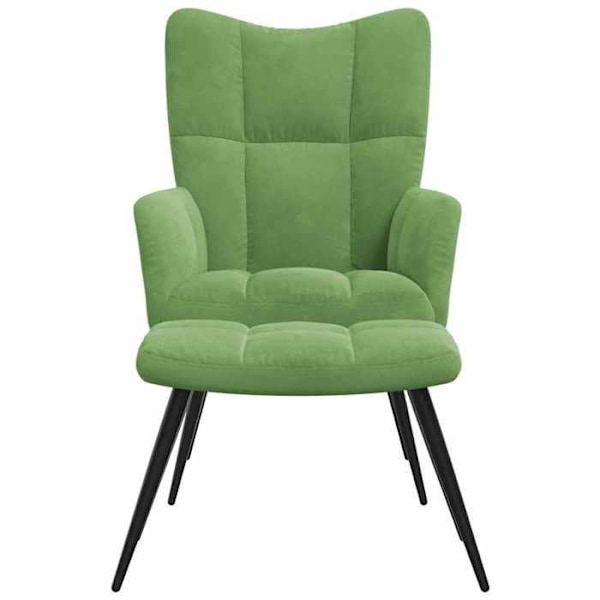 Moderne design loungestol sofa med fodskammel i lys grøn fløjl DEC026627 Grön